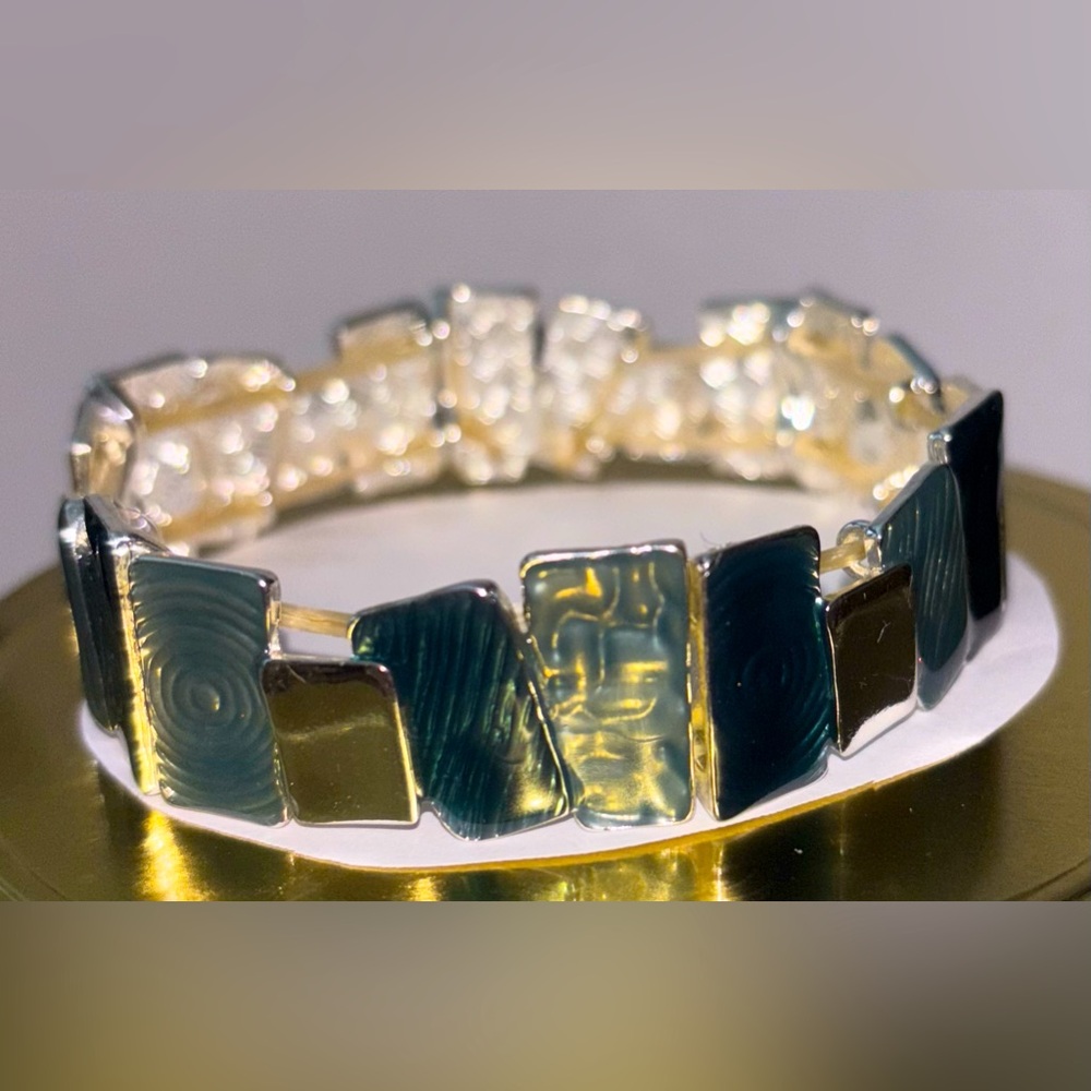 Blue and Black Stretch Bracelet